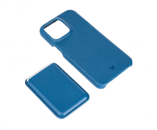 iLera NAPA leather Case 1.0 for iPhone 15 Pro Max, Deep Blue + Wallet